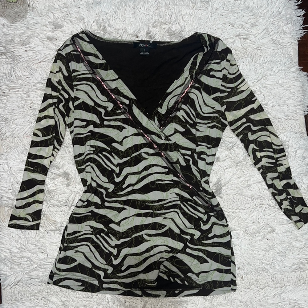 Y2k zebra print t shirt